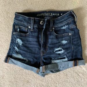 Dark wash denim shorts